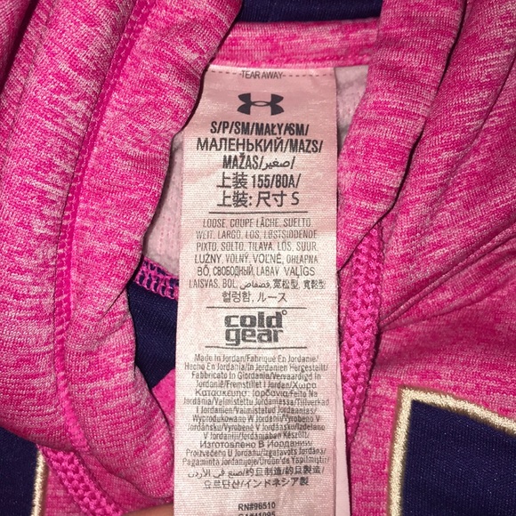 Small Pink Under armor hoodie with purple logo - Picture 3 of 8